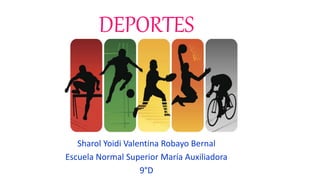 DEPORTES
Sharol Yoidi Valentina Robayo Bernal
Escuela Normal Superior María Auxiliadora
9°D
 