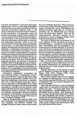 Depositional sedimentary environments