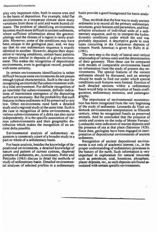 Depositional sedimentary environments