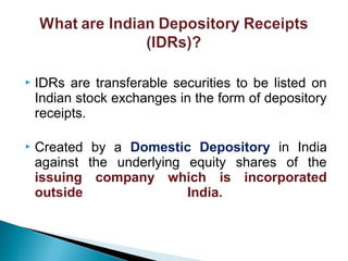 Idr Examples Depository receipts | PPT
