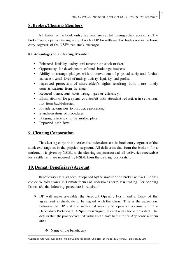 Depository system of stock trading in india
