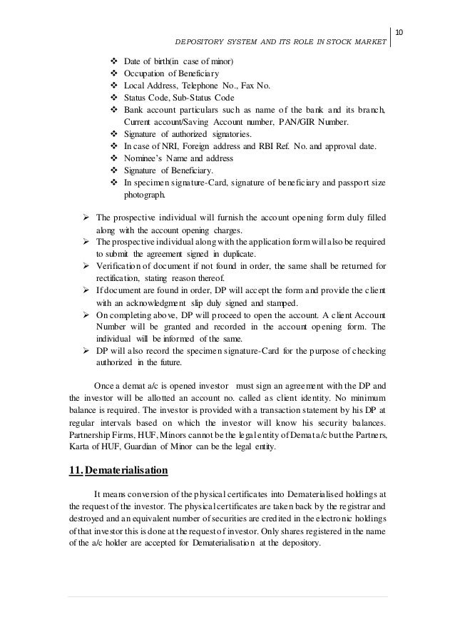 Depository system of stock trading in india
