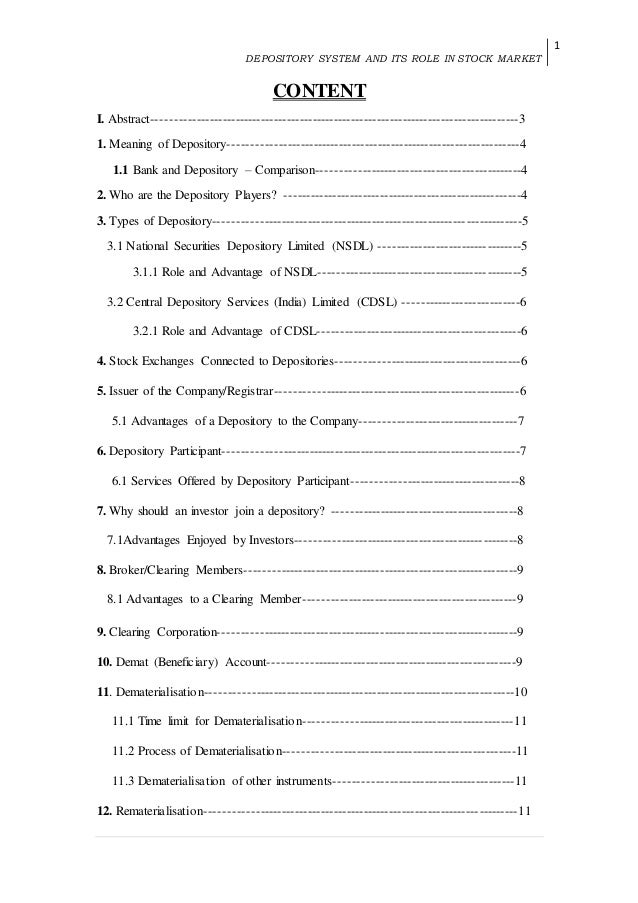 Depository system of stock trading in india