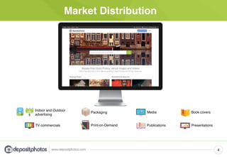 Market Distribution
4
Indoor and Outdoor!
advertising
TV commercials
Packaging
Print-on-Demand
Media
Publications
Book covers
Presentations