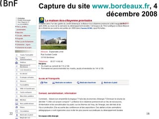 Capture du site  www.bordeaux.fr , 4 décembre 2008 22 octobre 2009 Journée Patrimoine, numérisation et accès aux savoirs -...