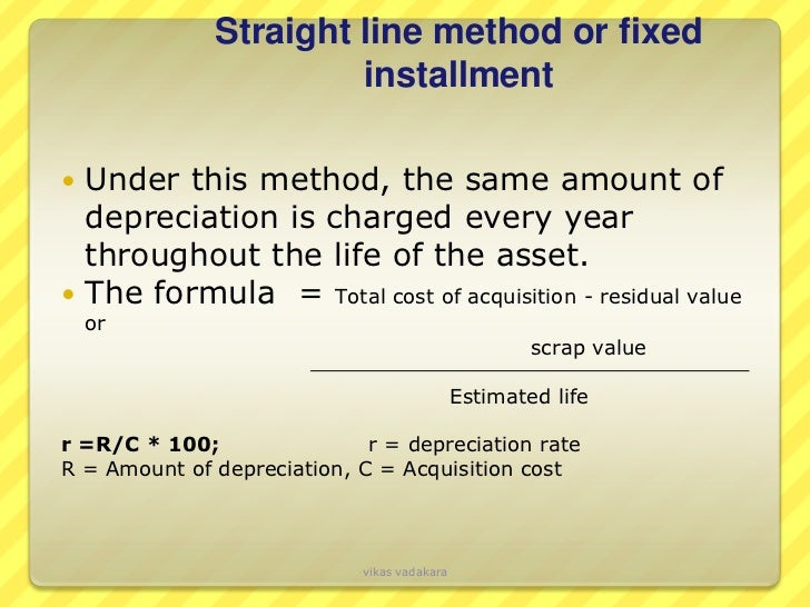 straight line depriciation