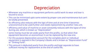 DEPRECIATION notes process planning and cost estimation | PPTX