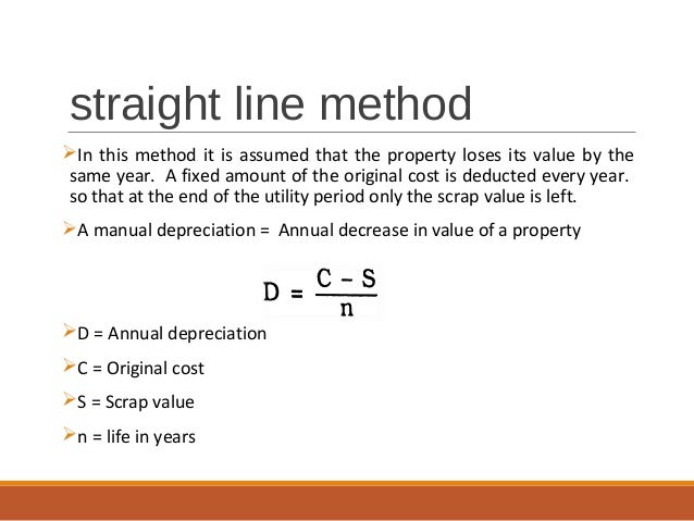 depreciation amp obsolescence the straight line method