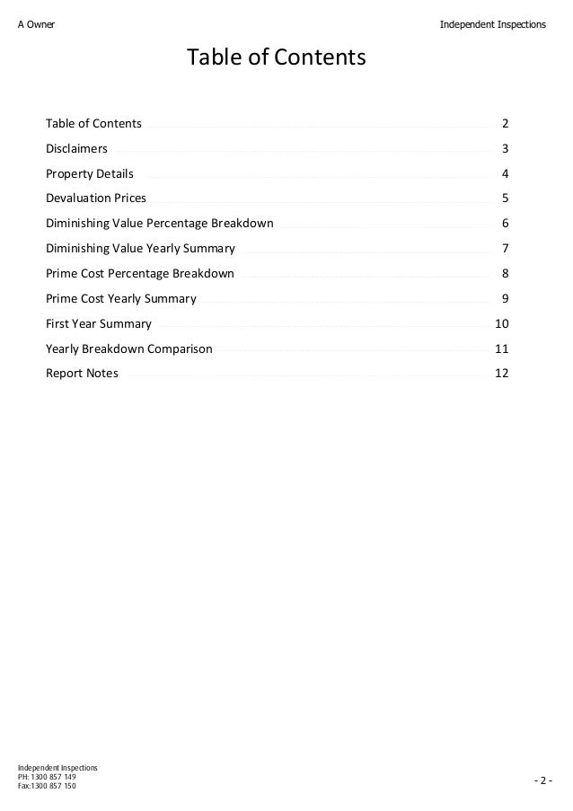 Depreciation Sample Report