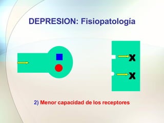 DEPRESION: Fisiopatología 2)  Menor capacidad de los receptores X X 