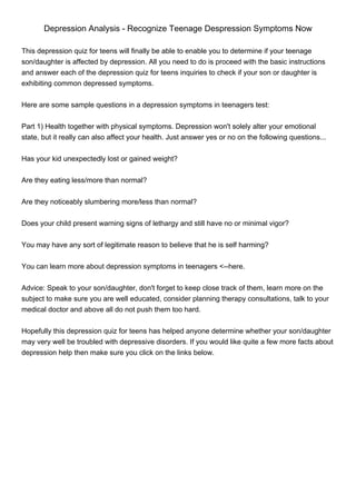 Signs of Depression | PDF