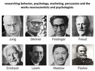 researching behavior, psychology, marketing, persuasion and the
works neuroscientists and psychologists
 