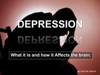 DEPRESSION

What it is and how it Affects the brain.


                                 By Hannah Adams
 