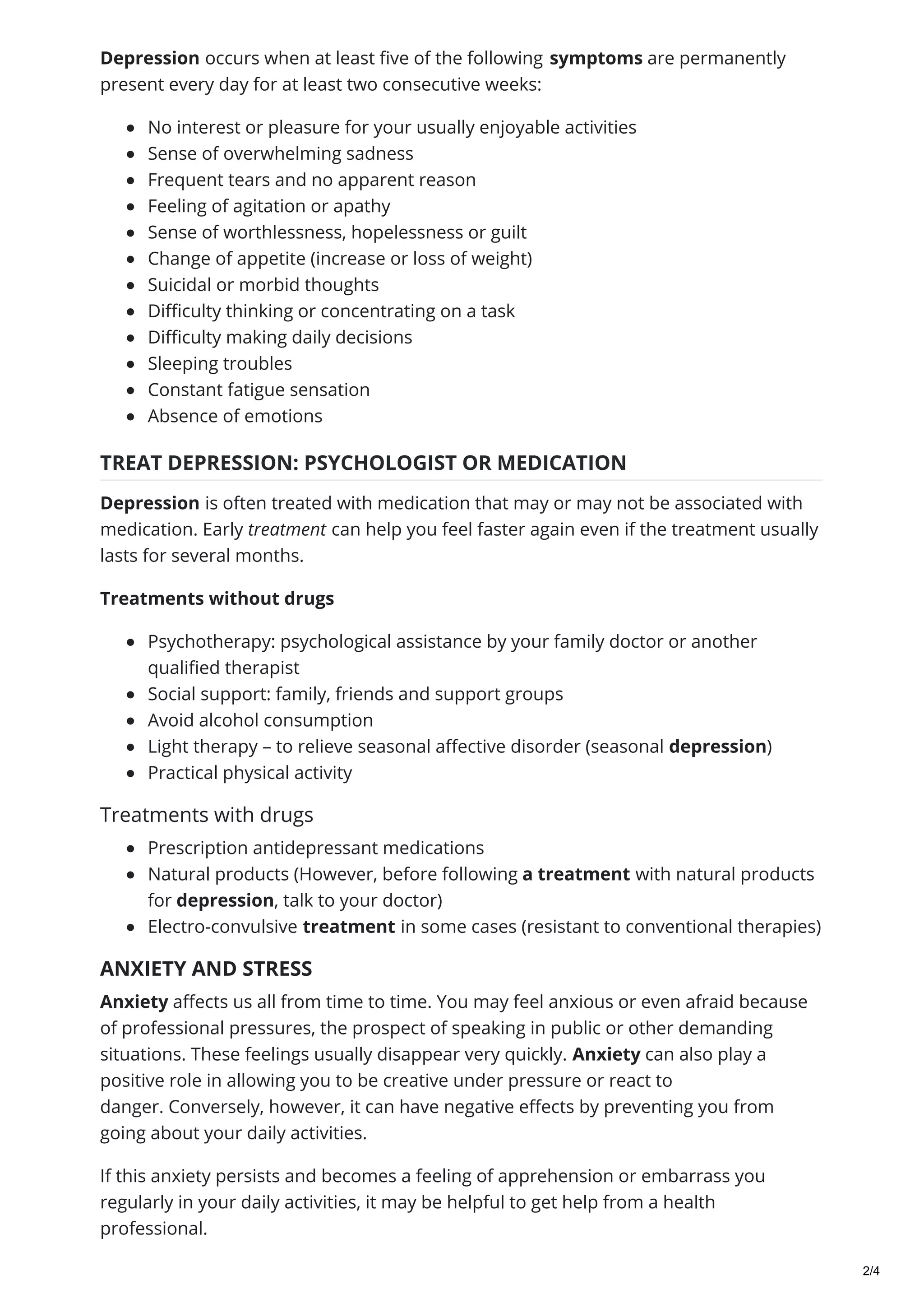 Depression and anxiety | PDF