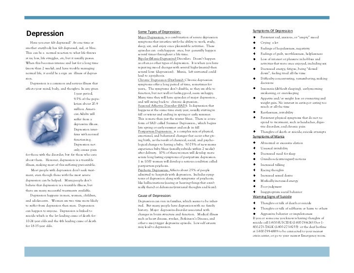 depression brochure