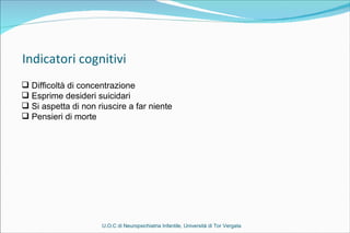 Indicatori cognitivi U.O.C di Neuropsichiatria Infantile, Università di Tor Vergata <ul><li>Difficoltà di concentrazione <...