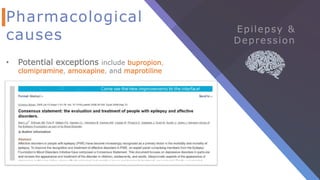 Pharmacological
causes
• Potential exceptions include bupropion,
clomipramine, amoxapine, and maprotiline
 