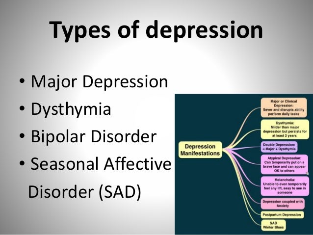 types of depression dysthymia atypical depression The term atypical depression suggests this type of depression is unusual when, in fact, it's thought to be quite common some doctors feel atypical depression is underdiagnosed, as it may not be as severe as the typical major depressive disorders others think those with atypical depression. types of depression dysthymia atypical depression The term atypical depression suggests this type of depression is unusual when, in fact, it's thought to be quite common some doctors feel atypical depression is underdiagnosed, as it may not be as severe as the typical major depressive disorders others think those with atypical depression.