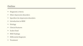 Mdd Code Specifiers Depressive disorders | PPTX