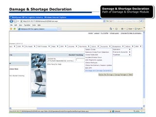 Damage & Shortage Declaration   Damage & Shortage Declaration
                                 Damage & Shortage Declaration
                                Path of Damage & Shortage Module
                                 Path of Damage & Shortage Module
 