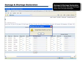 Damage & Shortage Declaration   Damage & Shortage Declaration
                                 Damage & Shortage Declaration
                                User Cannot Enter Damage Packages
                                 User Cannot Enter Damage Packages
                                more then Arrived Packages.
                                 more then Arrived Packages.
 