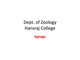 Dept. of Zoology
Hansraj College
Signage
 