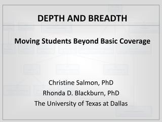 DEPTH AND BREADTHMoving Students Beyond Basic Coverage Christine Salmon, PhD Rhonda D. Blackburn, PhD The University of Texas at Dallas 