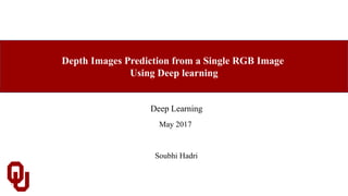 Depth Images Prediction from a Single RGB Image
Using Deep learning
Deep Learning
May 2017
Soubhi Hadri
 