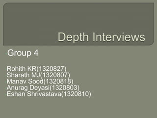 •Group

4

•Rohith KR(1320827)
•Sharath MJ(1320807)
•Manav Sood(1320818)
•Anurag Deyasi(1320803)
•Eshan Shrivastava(1320810)

 