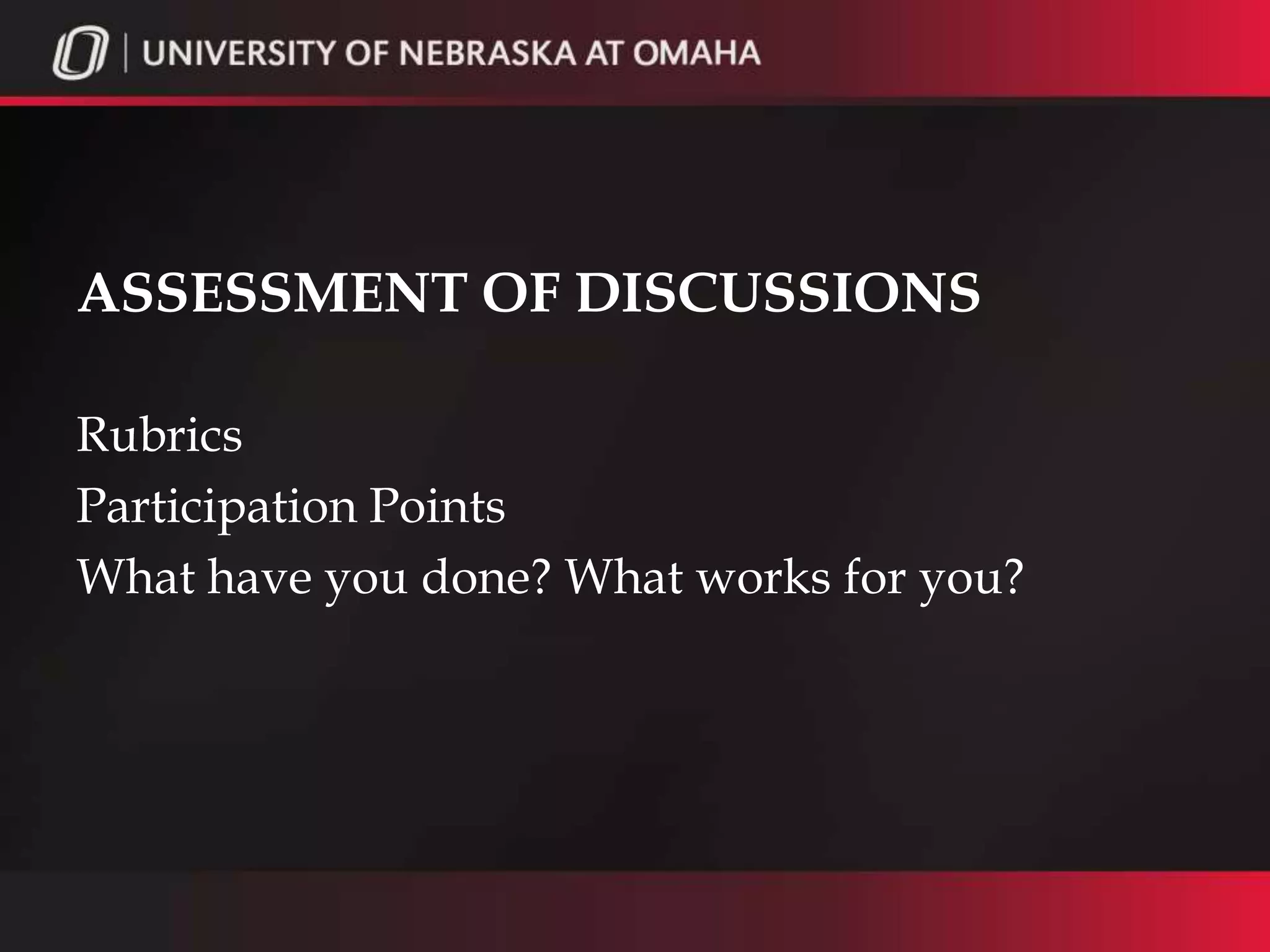 REFERENCES
Christopher, M., Thomas, J., & Tallent-Runnels, M. (2004, Spring). Raising the bar:
          Encouraging high level thinking in online discussion forums. Roeper
          Review, 26(3), 166-171. Retrieved from Teacher Reference Center database.
Discussion board tips and pedagogy [Information Sheet]. (n.d.). Retrieved September 7,
          2011, from Middle Tennessee State University website:
          http://frank.mtsu.edu/~webctsup/faculty/manual/
          WebCT_DiscussionBoard_Tips-Pedagogy.pdf
Frey, B. (n.d.). Rubric for asynchronous discussion participation [Rubric]. Retrieved
          September 9, 2011, from http://www.udel.edu/janet/MARC2006/
          ric.html
Im, Y., & Lee, O. (2003-2004, Winter). Pedagogical implications of online discussion
          for preservice teacher training. Journal of Research Technology in Education,
          36(2), 155-170. Retrieved from Teacher Reference Center database.
McKenzie, J. (1997, November/December). A questioning tookit. From Now On: The
          Educational Technology Journal, 7(3). Retrieved from http://fno.org/nov97/
          toolkit.html
McKenzie, J. (2003, April). Questioning as technology. From Now On: The
Educational         Technology Journal. Retrieved from
http://questioning.org/qtech.html
 