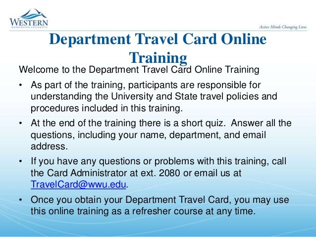 travel card training 101