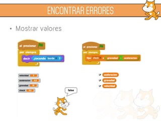 •  Mostrar valores
ENCONTRAR ERRORES
 