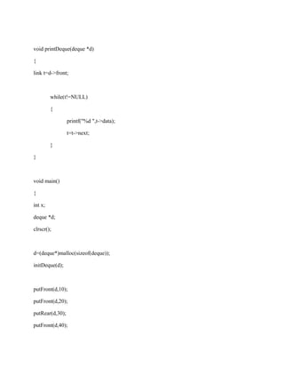 Linked List Implementation of Deque in C | PDF