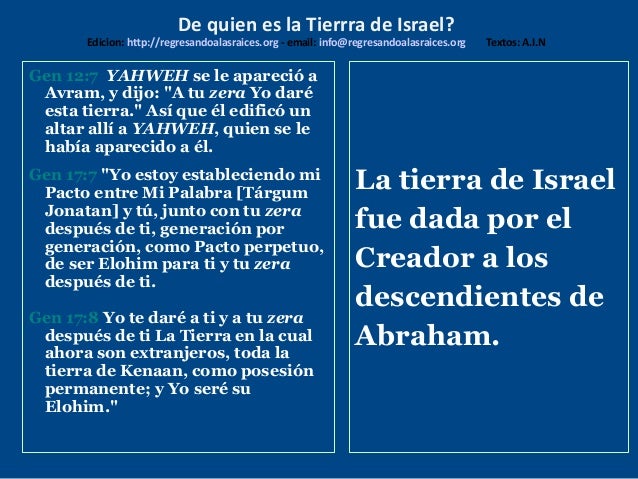 De Quien Es La Tierra De Israel