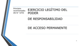 Principios
incrementados
(DL N.° 1272)
EJERCICIO LEGÍTIMO DEL
PODER
DE RESPONSABILIDAD
DE ACCESO PERMANENTE
6
 