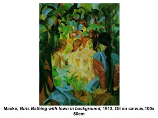 Macke,  Girls Bathing with town in background , 1913, Oil on canvas,100x 80cm 