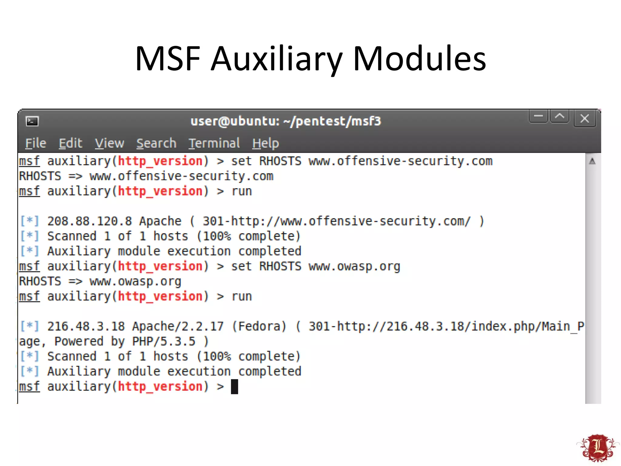 MSF Auxiliary Modules
 