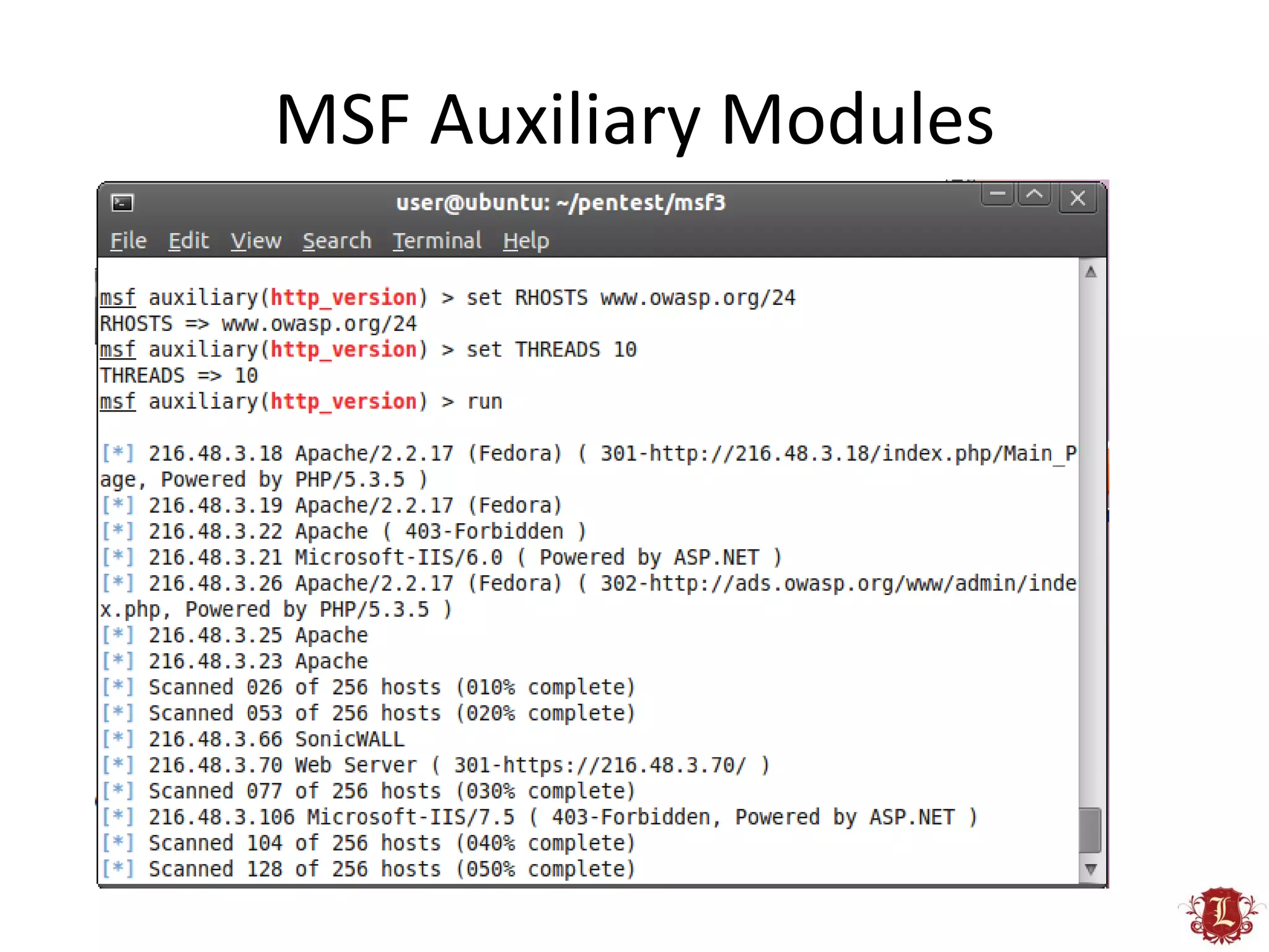 MSF Auxiliary Modules
 