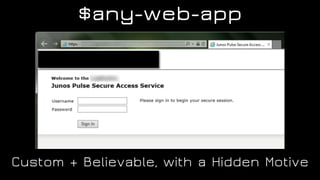 $any-web-app
Custom + Believable, with a Hidden Motive
 