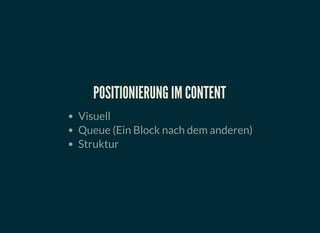 Business Need: Editable text blocks  
Scenario: Create text blocks  
  Given a content manager 
  When he creates a specific text block  
  And defines a position among the content of the page 
  Then then the user of the website would see it  
Scenario: Edit text blocks  
  Given a content manager 
  When he moves the text block  among the content of a page 
  Then then the user would see the in position and content  
    
 