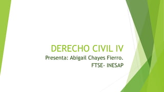 DERECHO CIVIL IV
Presenta: Abigail Chayes Fierro.
FTSE- INESAP
 