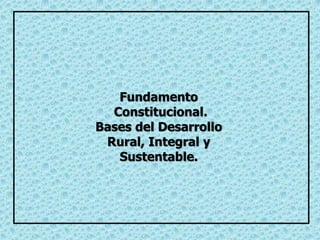 Fundamento
Constitucional.
Bases del Desarrollo
Rural, Integral y
Sustentable.
 