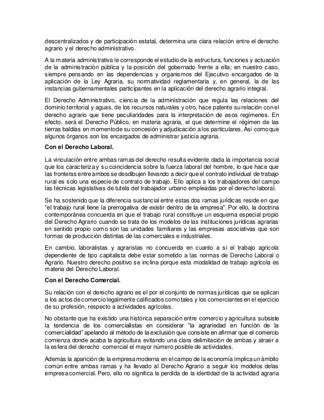 EL DERECHO AGRARIO Y SU RELACIÓN CON OTRAS RAMAS DEL DERECHO