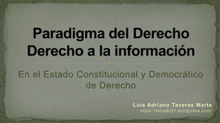 En el Estado Constitucional y Democrático
de Derecho
Luis Adriano Taveras Marte
https://letrado21.wordpress.com/
 