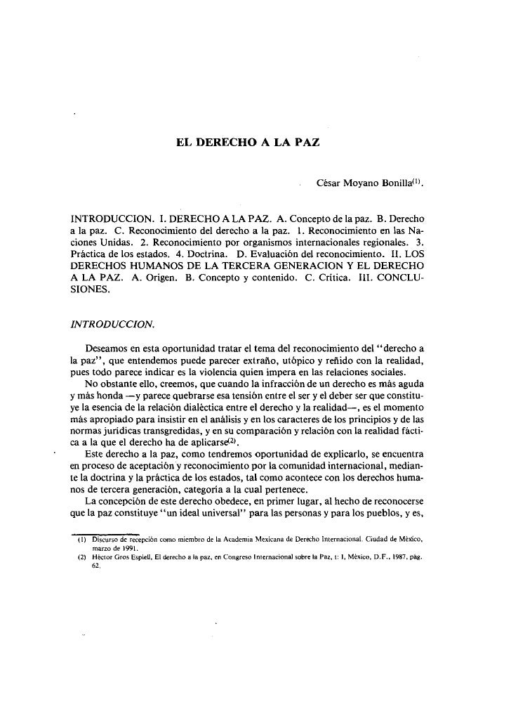 EL DERECHO A LA PAZ