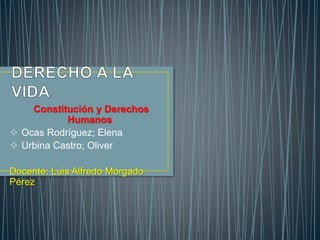 Constitución y Derechos
Humanos
 Ocas Rodríguez; Elena
 Urbina Castro; Oliver
Docente: Luis Alfredo Morgado
Pérez
 