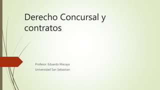Derecho Concursal y
contratos
Profesor: Eduardo Macaya
Universidad San Sebastian
 