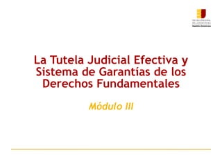 La Tutela Judicial Efectiva  y  Sistema de Garantías de los Derechos Fundamentales Módulo III 