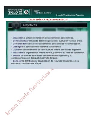 Derecho Constitucional Argentino
N. Diana Espíndola
CLASE TEÓRICA PROFESORA BERCOF
 