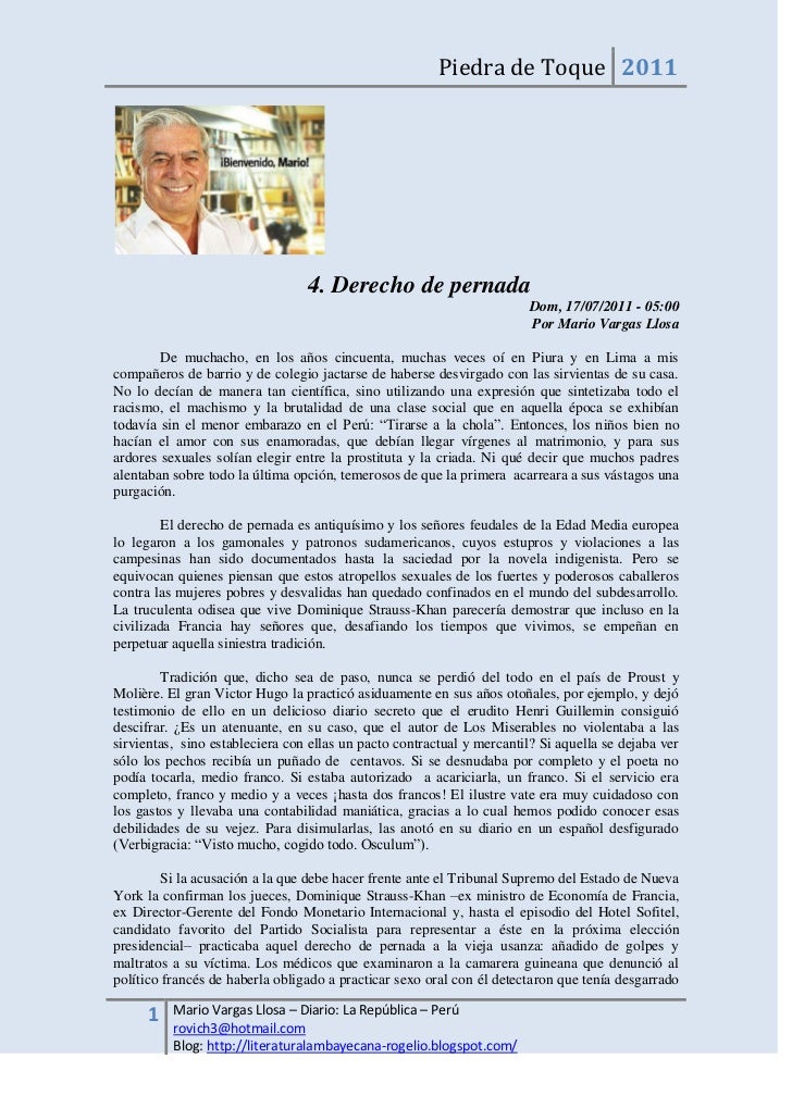 Derecho de Pernada&hellip;Mario Vargas Llosa